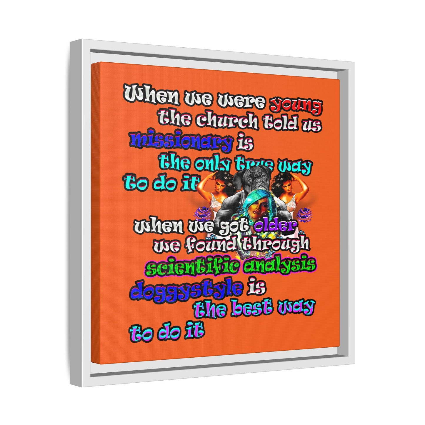 doggystyle - framed canvas art (orange)