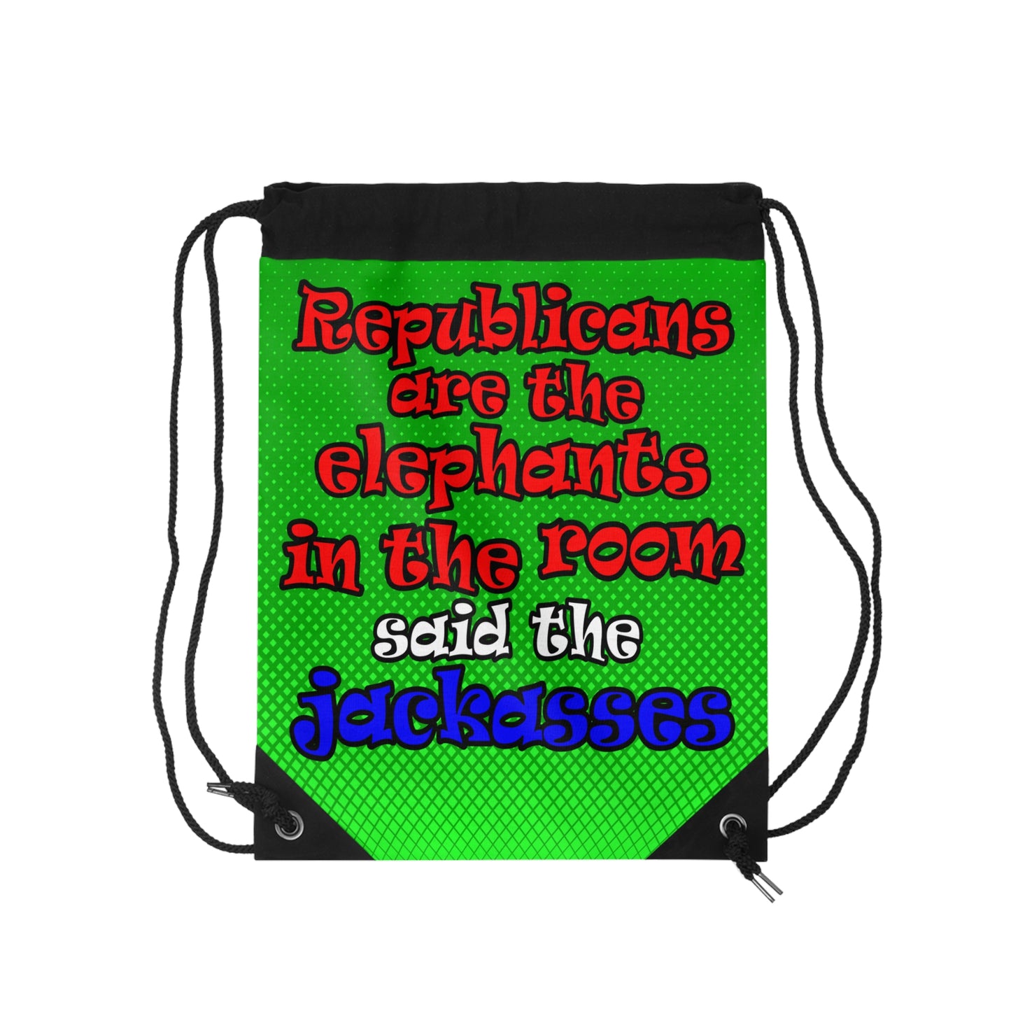 donkeys and elephants - Drawstring Bag (logo green)