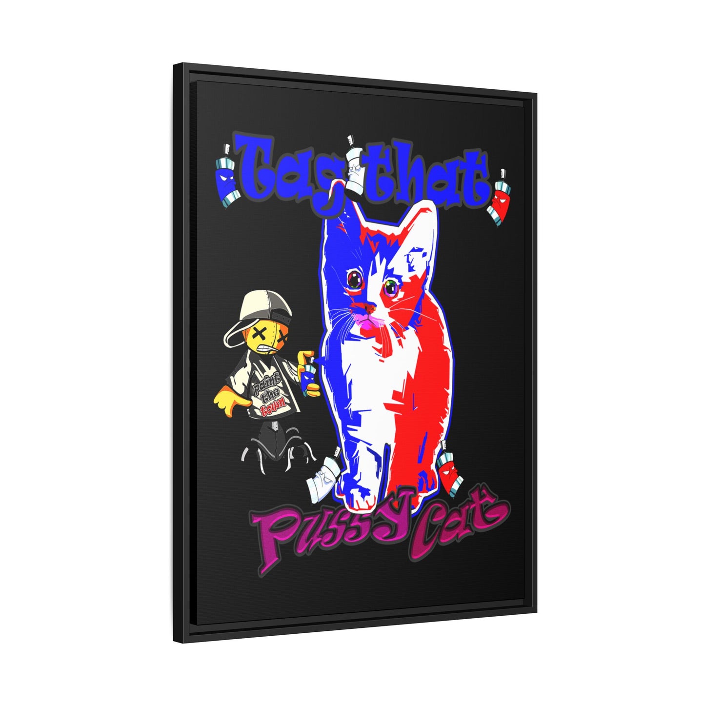 tag that - framed canvas art (black)