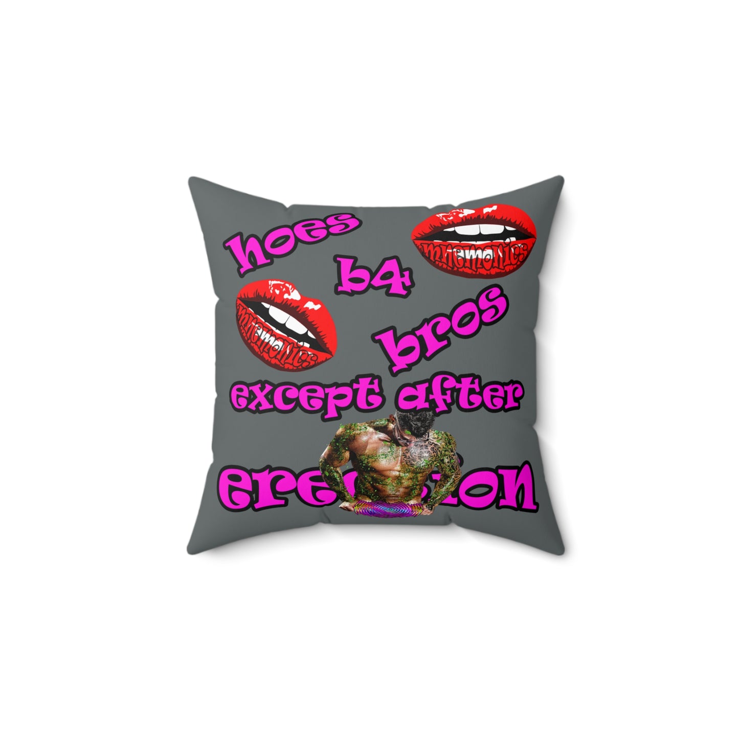 hoes b4 bros - Spun Polyester Square Pillow - (dark grey)