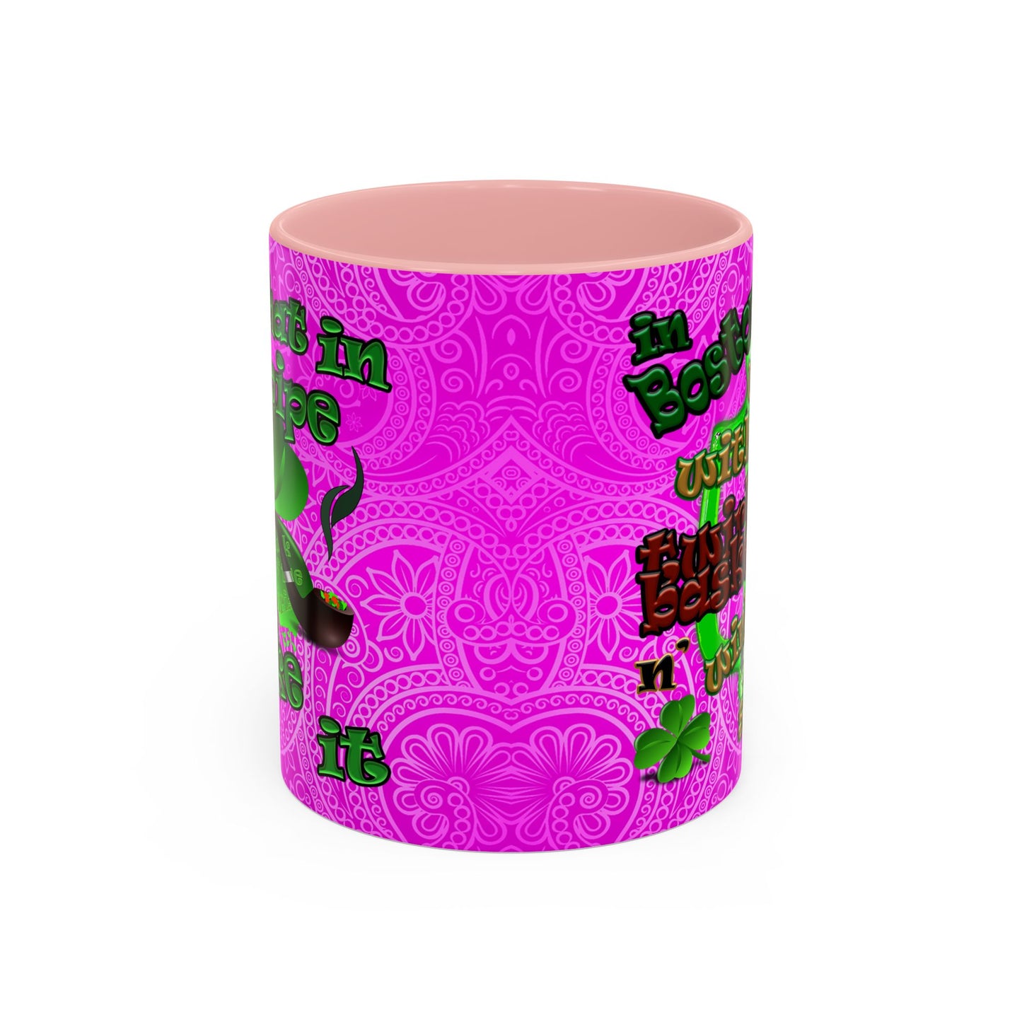celtics logo - Accent Mug (pink swirl)
