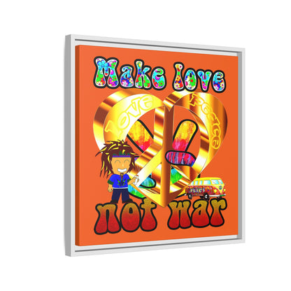 love peace - framed canvas art (orange)
