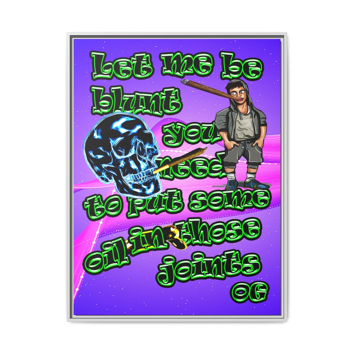 og - framed canvas art (purple-pink wave)