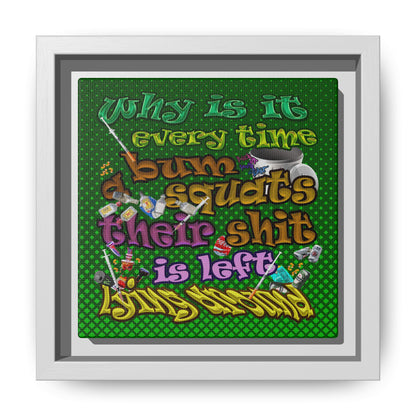 the bum's shit - framed canvas art (logo green)