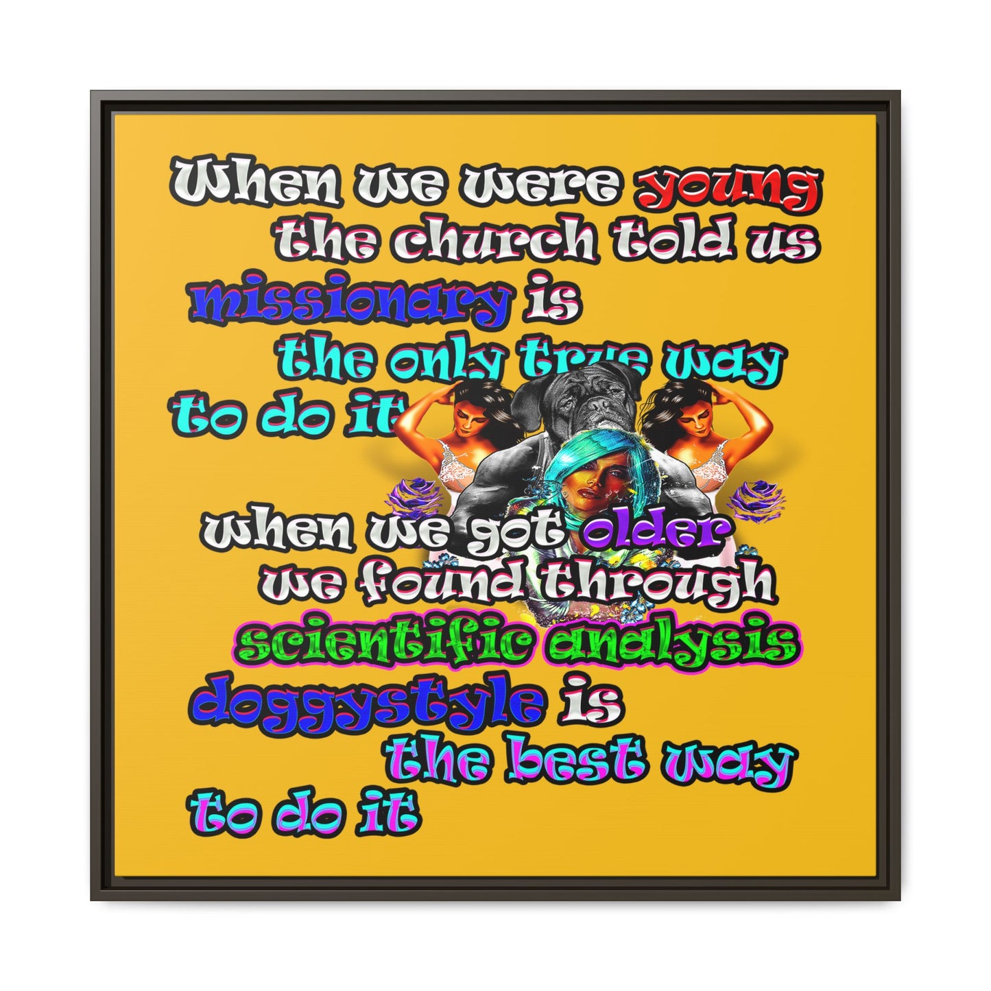 doggystyle - framed canvas art (yellow)