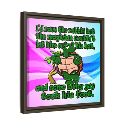 turtle race - framed canvas art (light blue-pink wave)