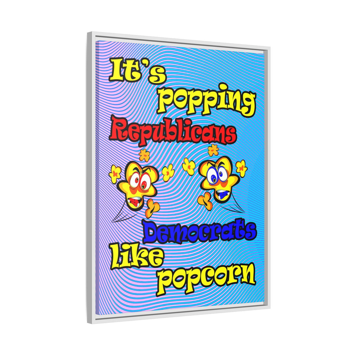 popping like popcorn - framed canvas art (light blue-purple wave)