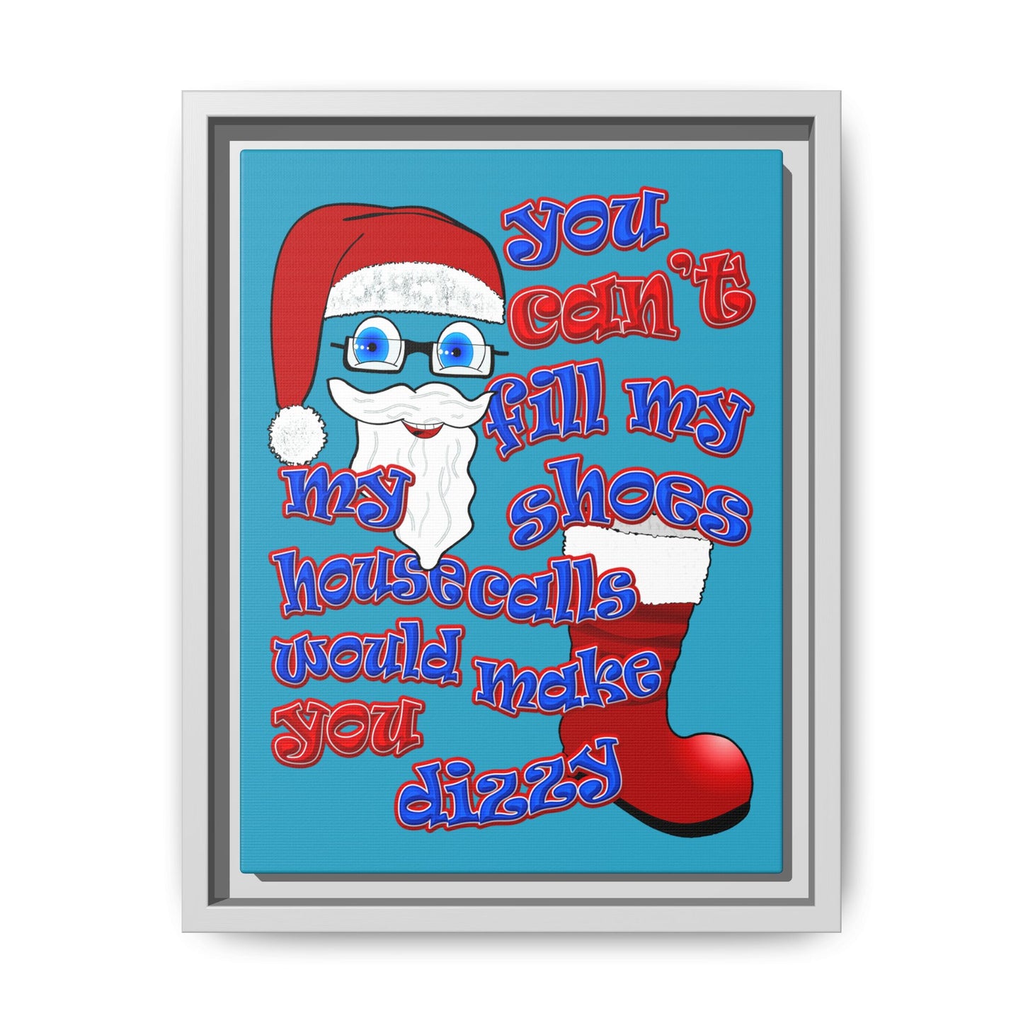 santa's shoes - framed canvas art (turquoise)
