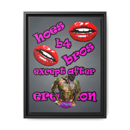 hoes b4 bros - framed canvas art (grey-light grey)