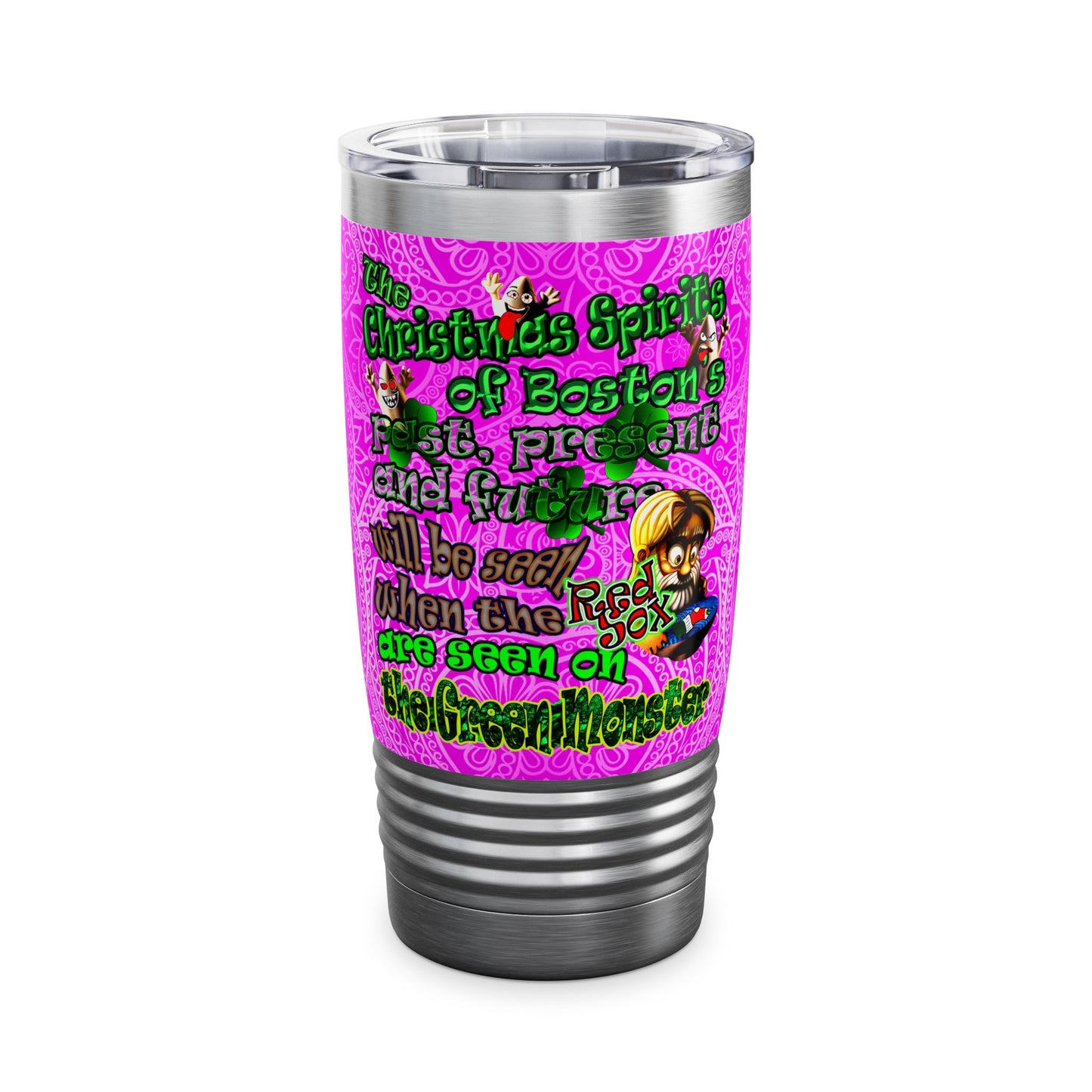 christmas spirits of boston - Ringneck Tumbler, 20oz (pink swirl)