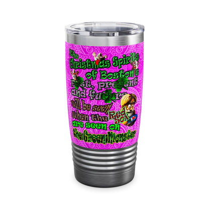 christmas spirits of boston - Ringneck Tumbler, 20oz (pink swirl)