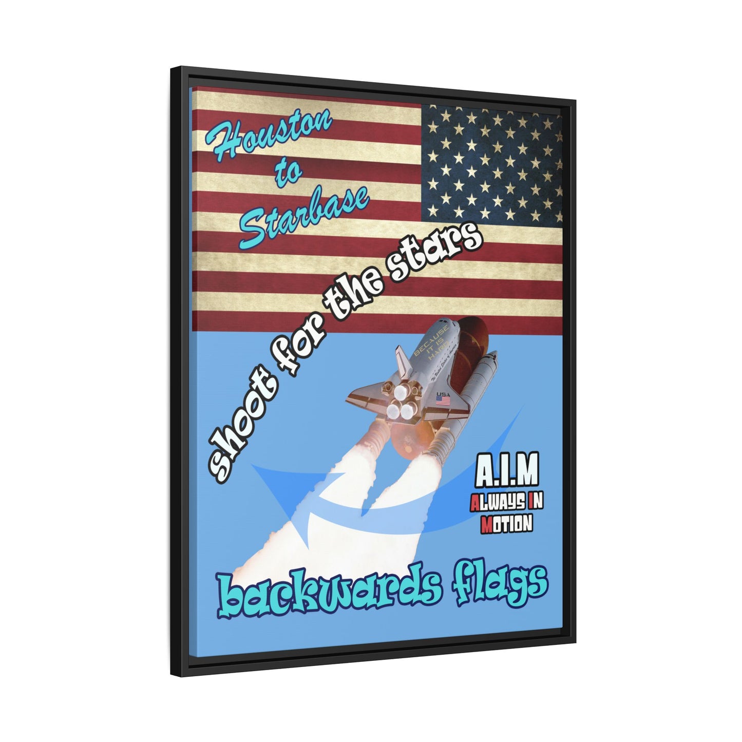 shoot for the stars - framed canvas art (light blue)