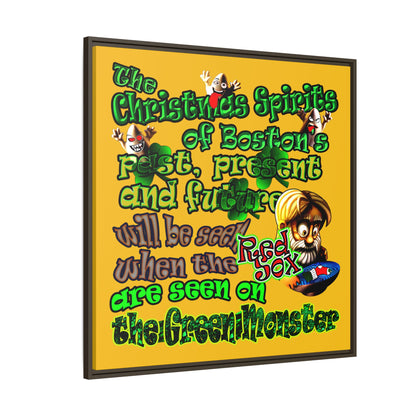 christmas spirits of boston - framed canvas art (yellow)