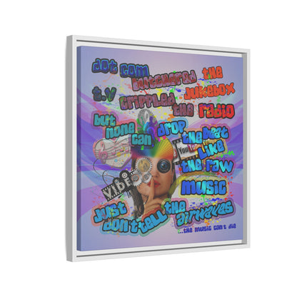 drop the beat - framed canvas art (light blue-pink wave)