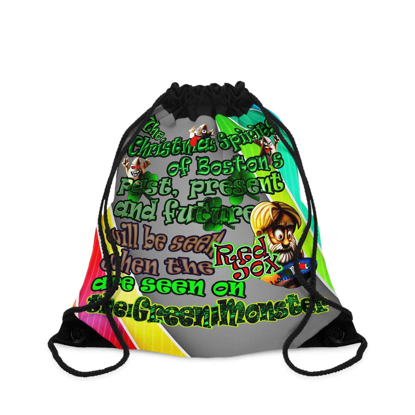 christmas spirits of boston - Drawstring Bag (rainbow split)