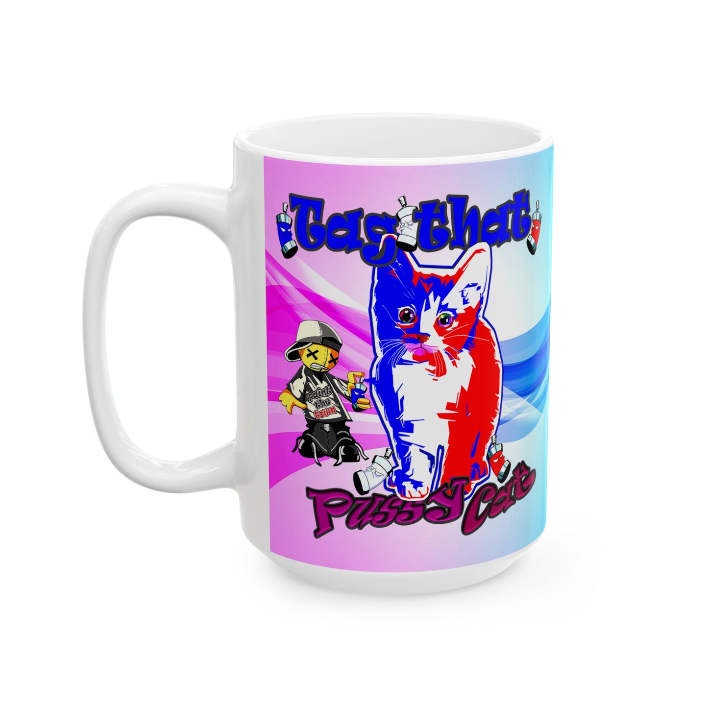 tag that - White Mug (light blue-pink wave)