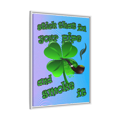 stick that in your pipe and smoke it - framed canvas art (light blue-purple wave)