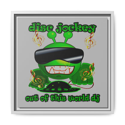disc jockey - framed canvas art (light grey)