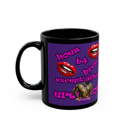 hoes b4 bros - Black Mug (purple)