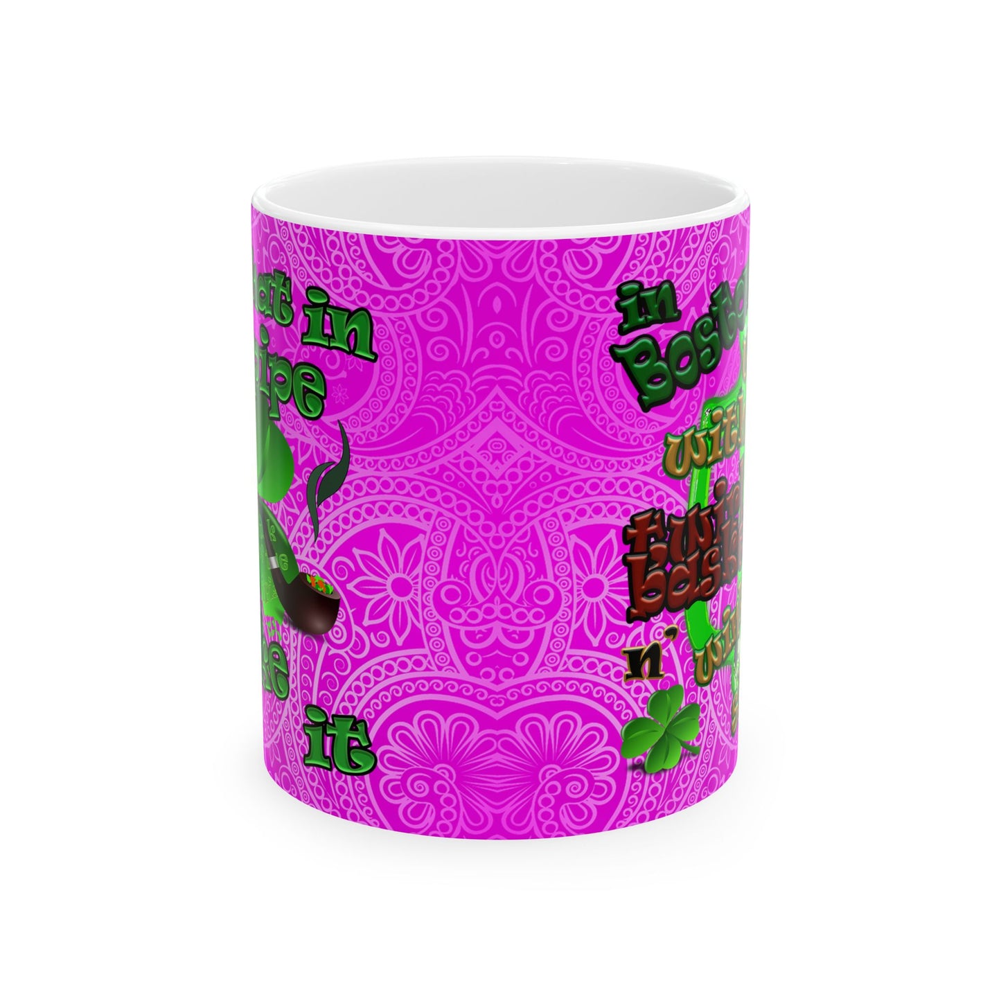 celtics logo - White Mug (pink swirl)