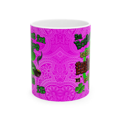 celtics logo - White Mug (pink swirl)