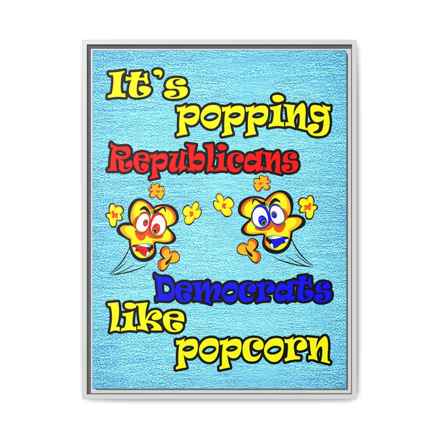 popping like popcorn - framed canvas art (faded dark blue)