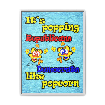 popping like popcorn - framed canvas art (faded dark blue)