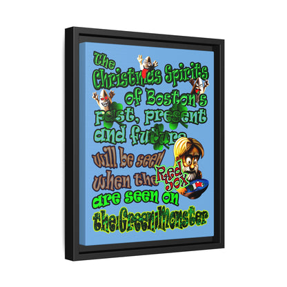 christmas spirits of boston - framed canvas art (light blue)