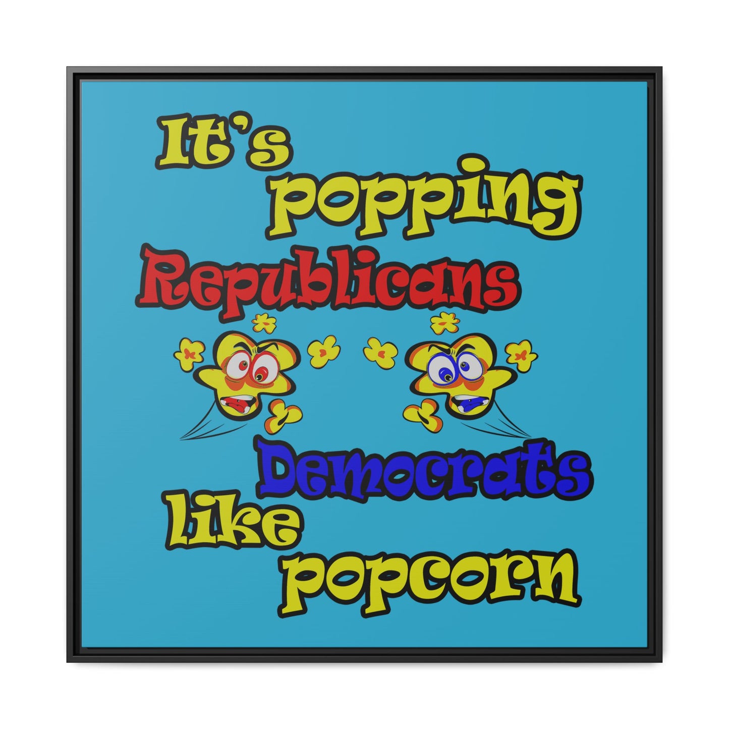 popping like popcorn - framed canvas art (turquoise)