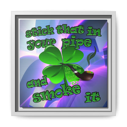 stick that in your pipe and smoke it - framed canvas art (grey-pink wave)