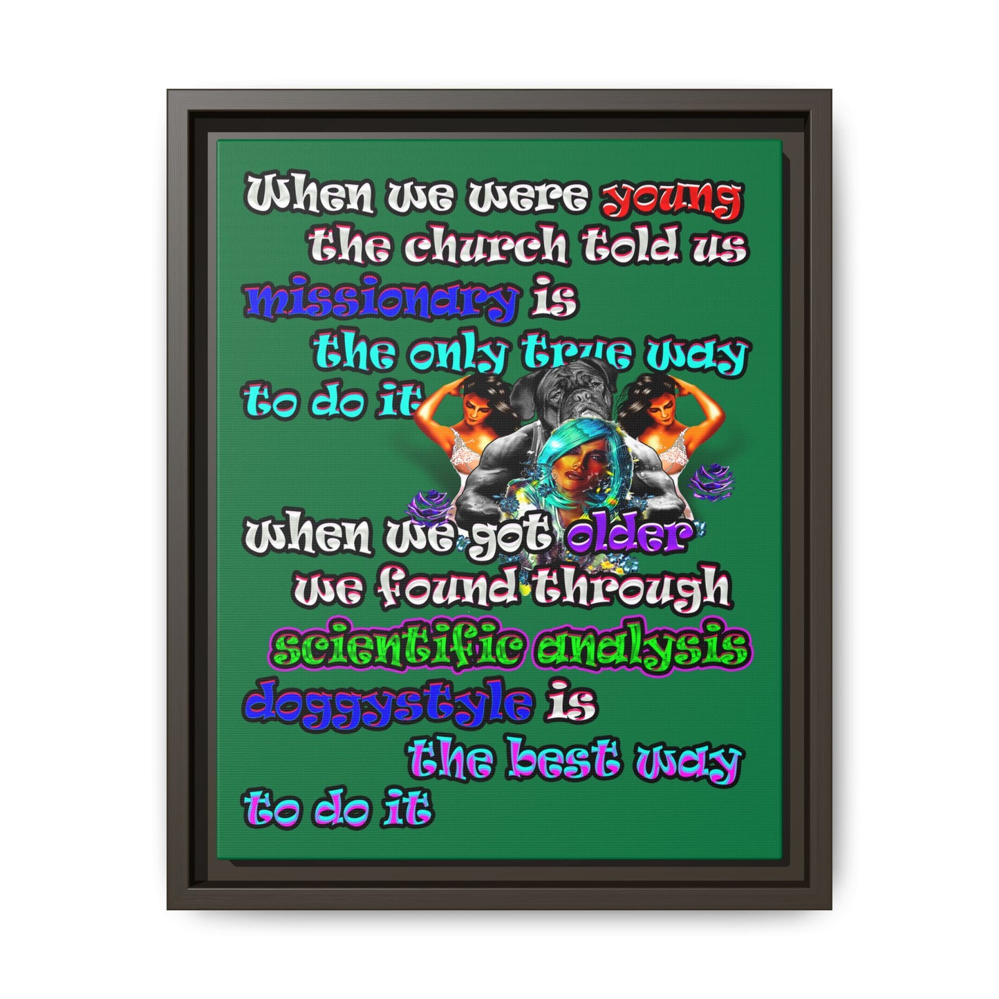doggystyle - framed canvas art (dark green)