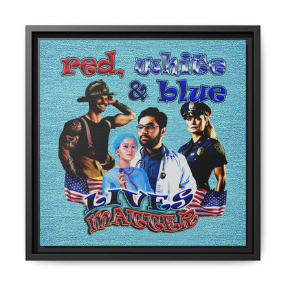 rw&b lives matter - framed canvas art (faded blue)