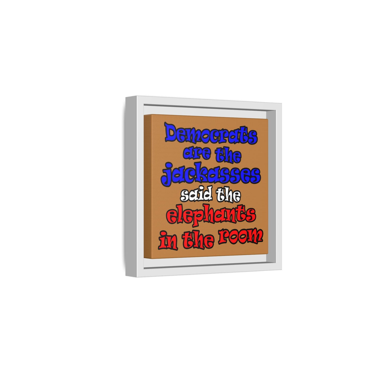 donkeys and elephants - framed canvas art (light brown)