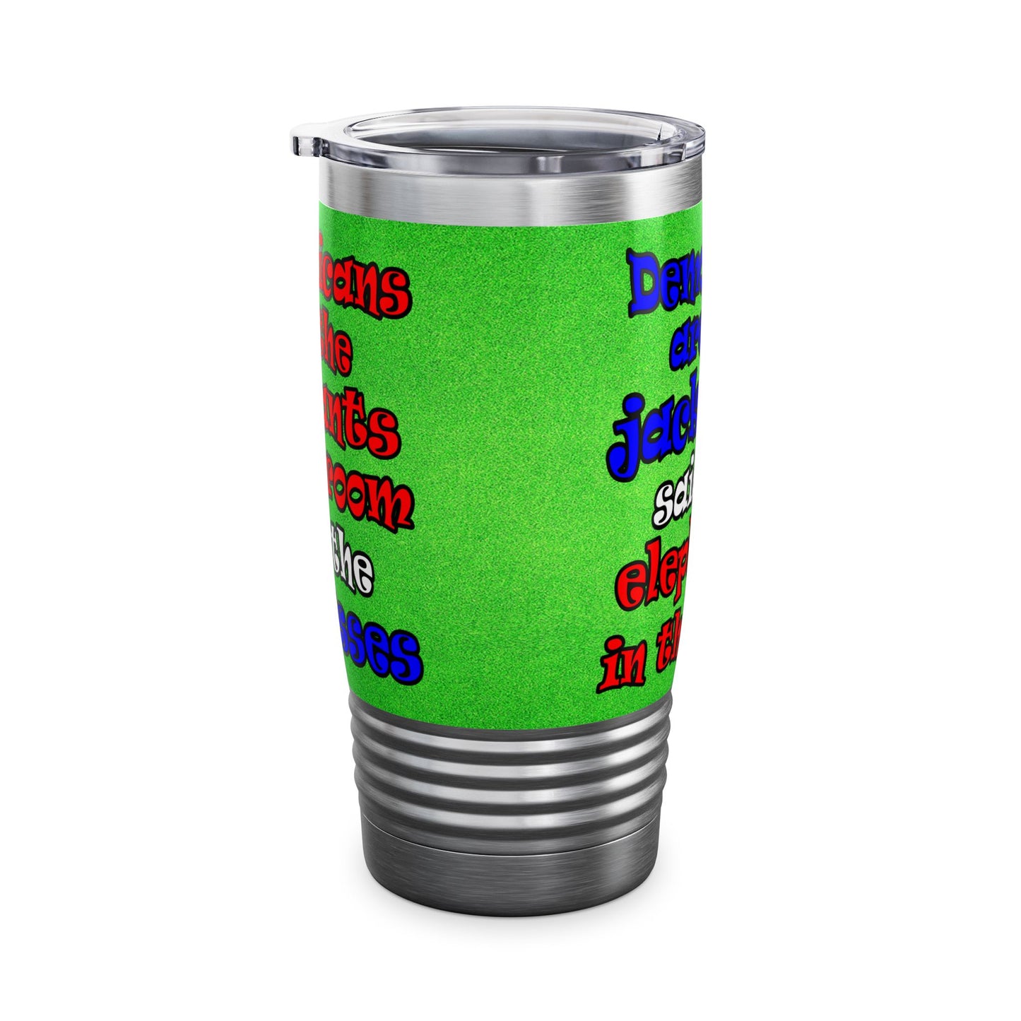 donkeys and elephants - Ringneck Tumbler, 20oz (green turf)
