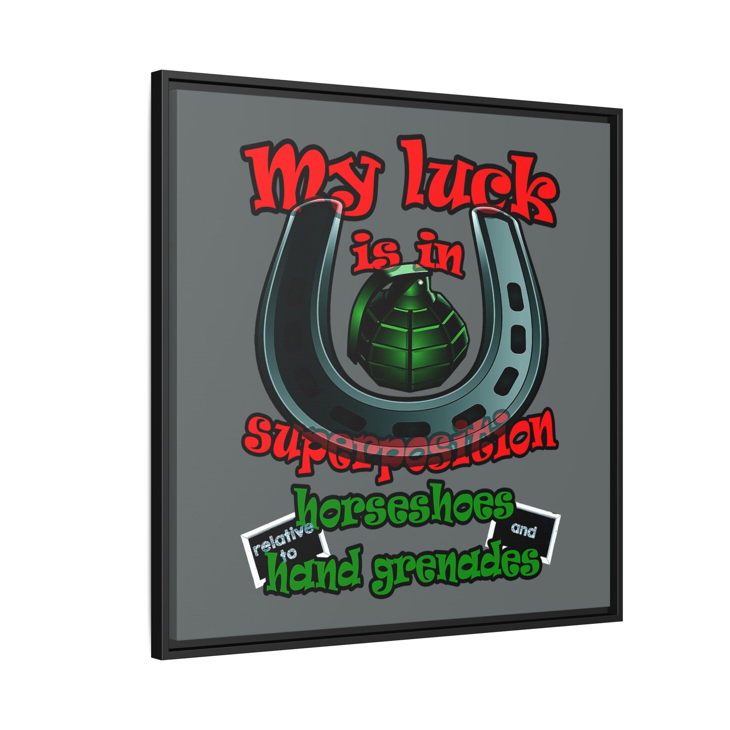 my luck - framed canvas art (dark grey)