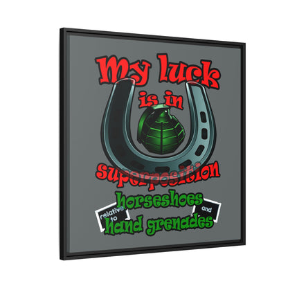 my luck - framed canvas art (dark grey)