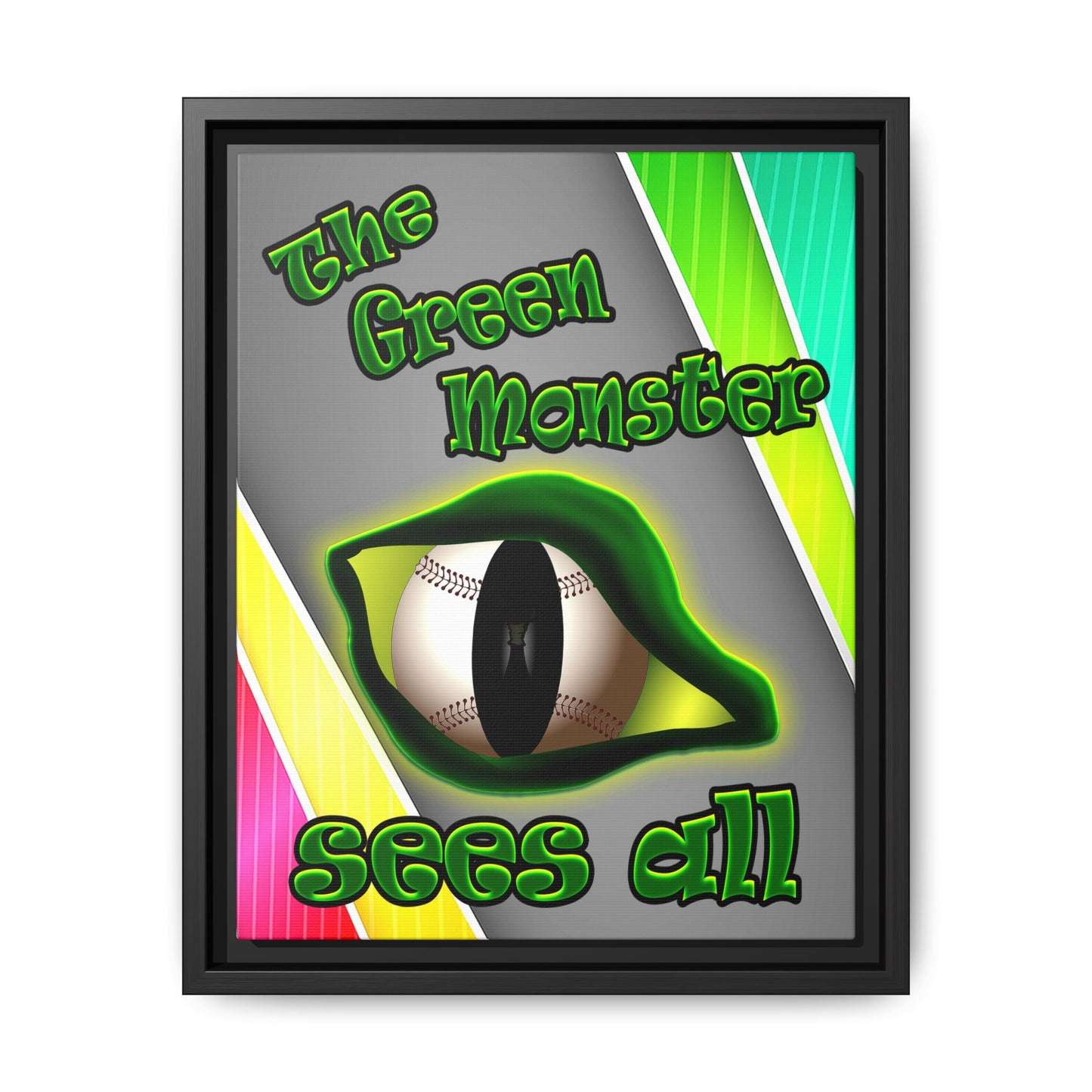 green monster - framed canvas art (rainbow split)