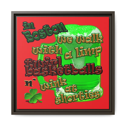 celtics logo - framed canvas art (red)