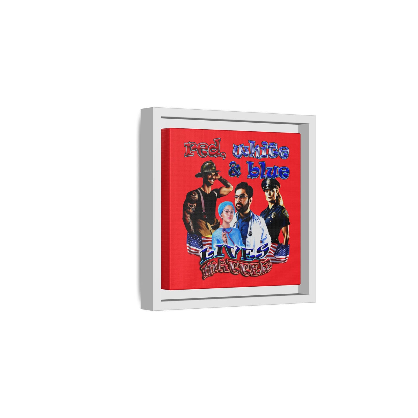 rw&b lives matter - framed canvas art (red)