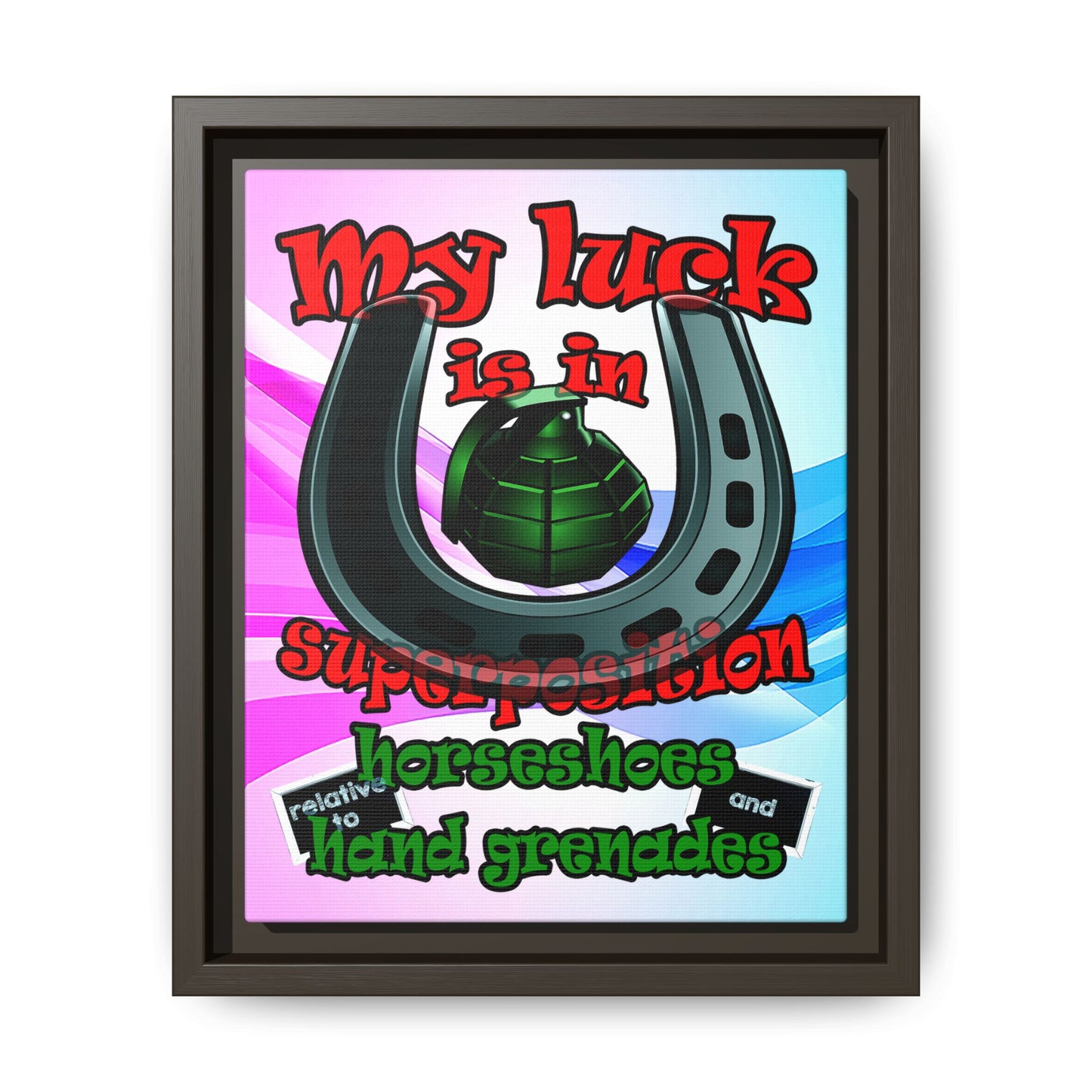 my luck - framed canvas art (light blue-pink wave)