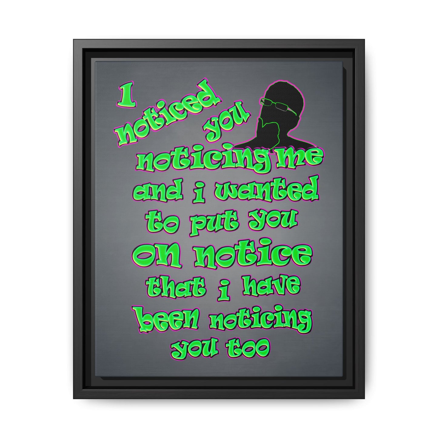 noticed you noticing - framed canvas art (grey-light grey)