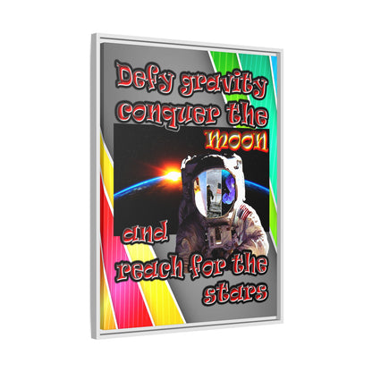 defy conquer reach - framed canvas art (rainbow split)