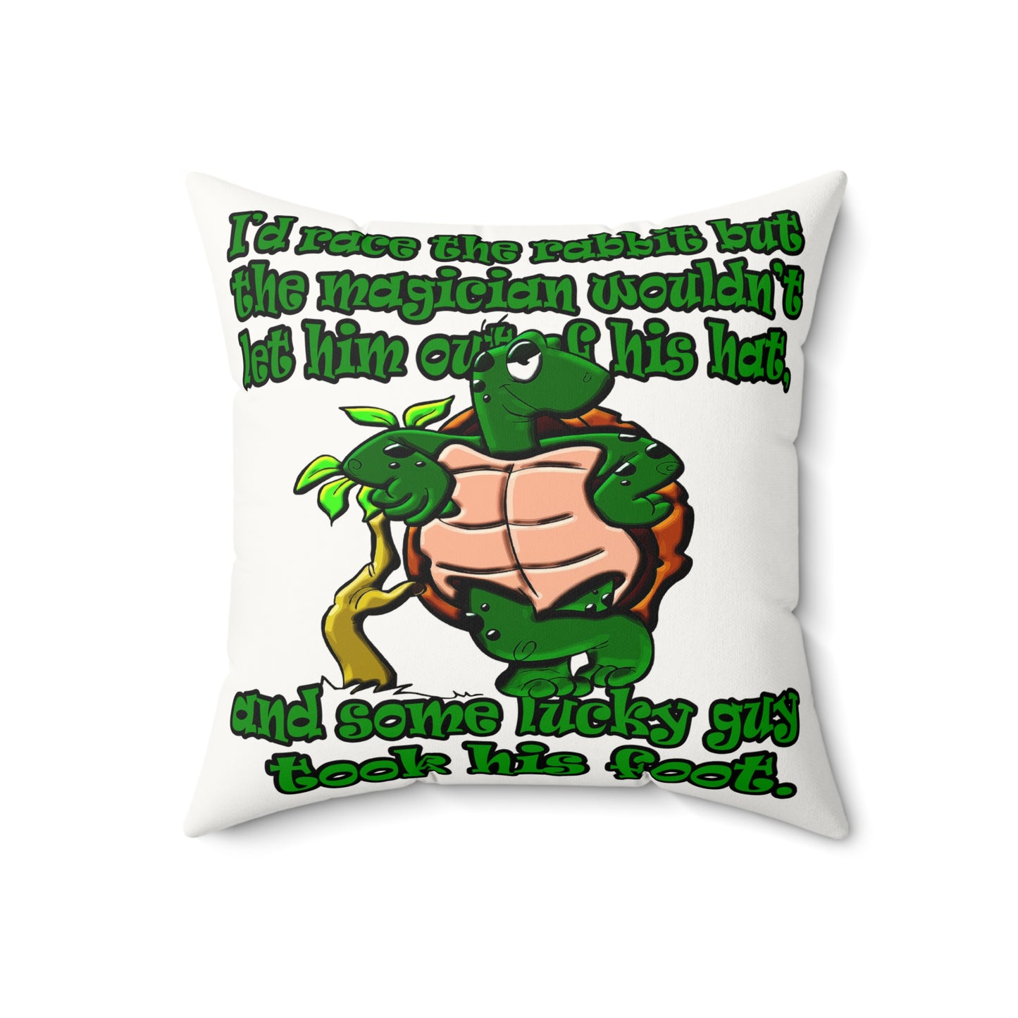 turtle race - Faux Suede Square Pillow - (white)