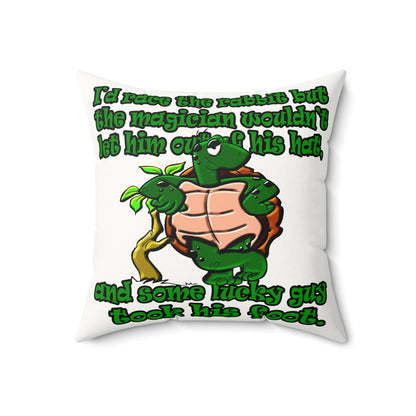 turtle race - Faux Suede Square Pillow - (white)