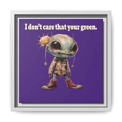 I don't care that your green - framed canvas art (purple)