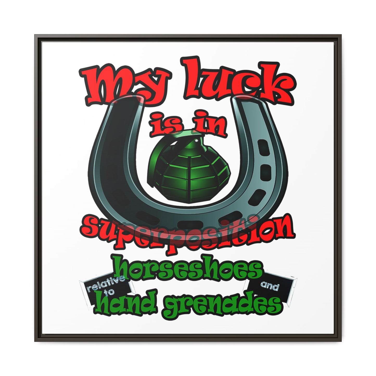 my luck - framed canvas art (white)