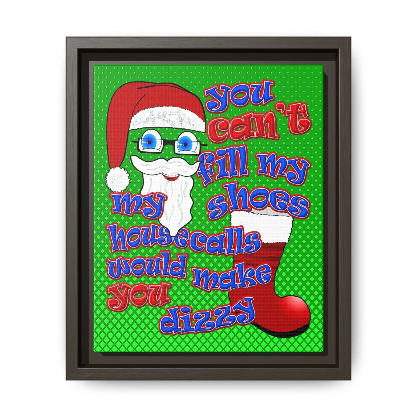 santa's shoes - framed canvas art (logo green)