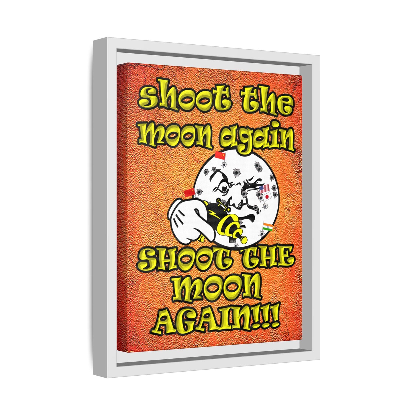 shoot the moon again - framed canvas art (burnt orange)