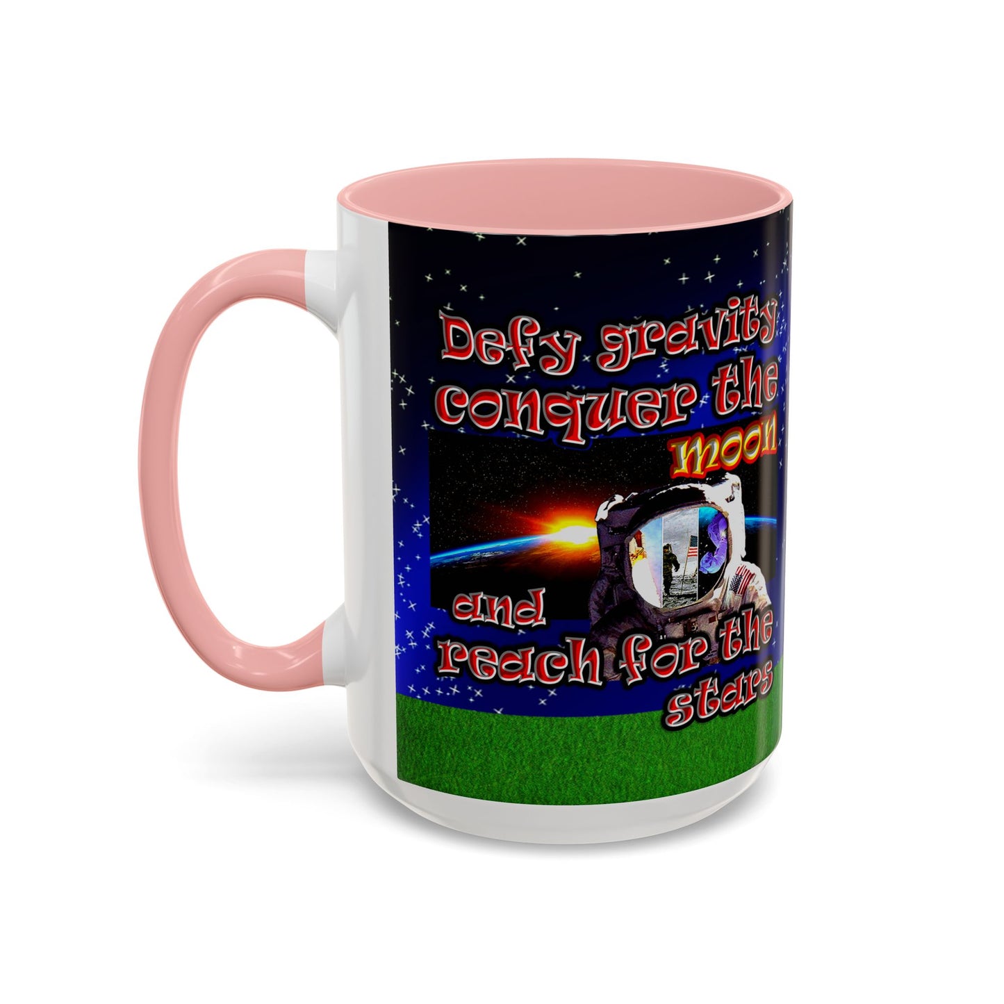 defy conquer reach - Accent Mug ('snoops' background)