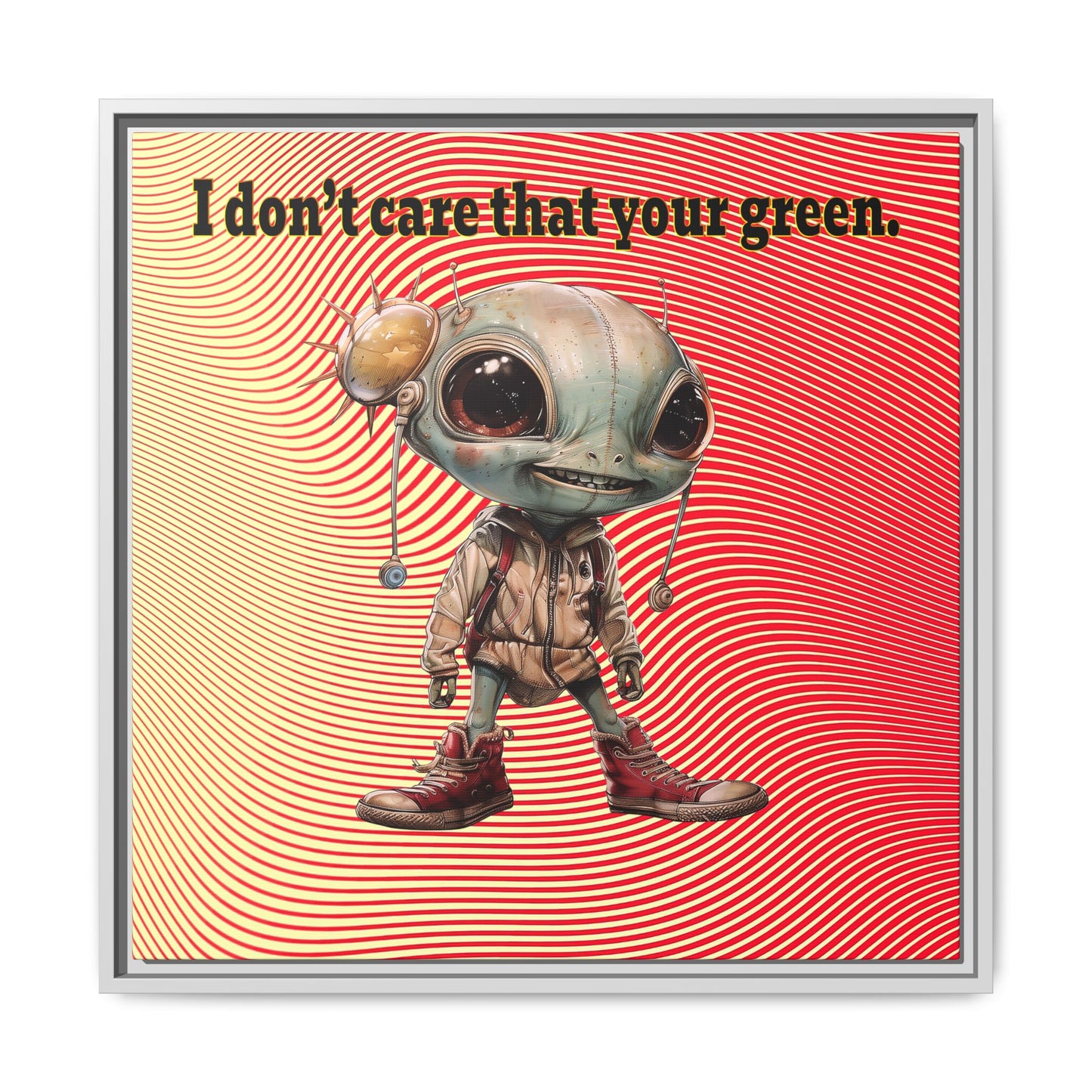 I don't care that your green - framed canvas art (yellow-orange wave)